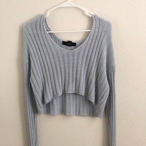 Baby blue knitted cropped sweater